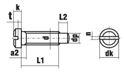 DIN 922 Винт с уменьшенной цилиндрической головкой c прямым шлицем и цилиндрическим концом