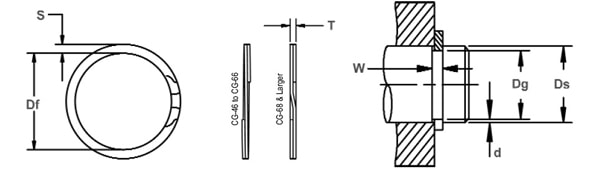 Кольцо стопорное CG спиральное осевое наружное (дюймовое)